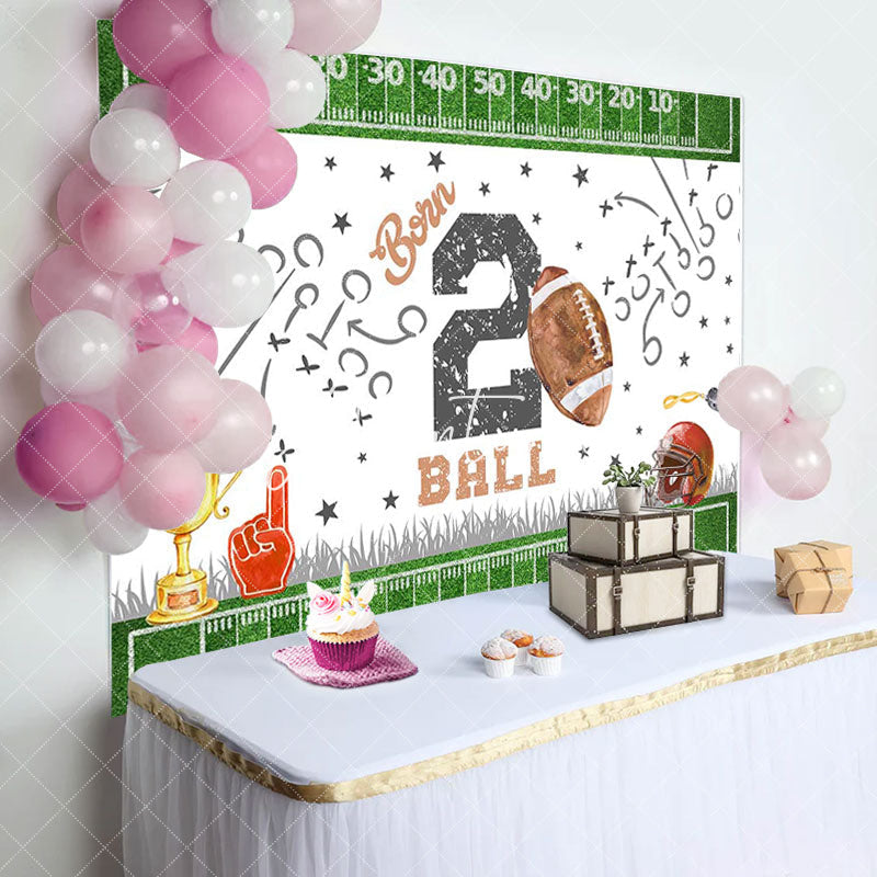 Aperturee - American Football Turf Born 2nd Birthday Backdrop