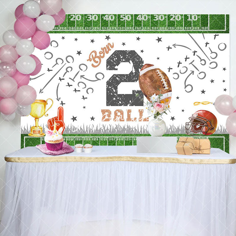 Aperturee - American Football Turf Born 2nd Birthday Backdrop