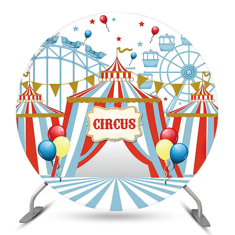 Aperturee Amusement Park Circus Round Brithday Backdrop Cover