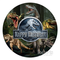 Aperturee Ancient Dinosaur Round Birthday Backdrop For Boy