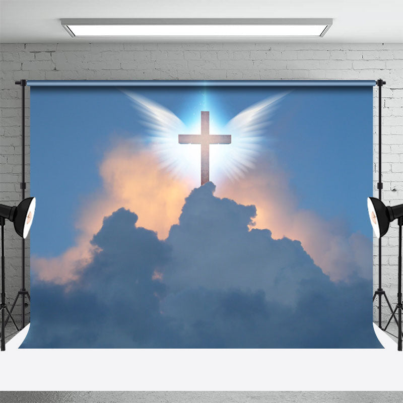 Aperturee - Angel Wing Holy Light Cloud Heaven Memorial Backdrop