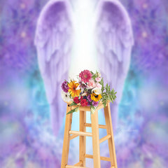 Aperturee - Angel Wings Purple Heaven Light Memorial Backdrop