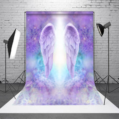 Aperturee - Angel Wings Purple Heaven Light Memorial Backdrop