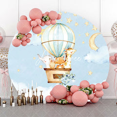 Aperturee - Animals Air Balloon Star Round Baby Shower Backdrop