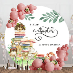 Aperturee - Animals Books Leaves Round Baby Shower Backdrop