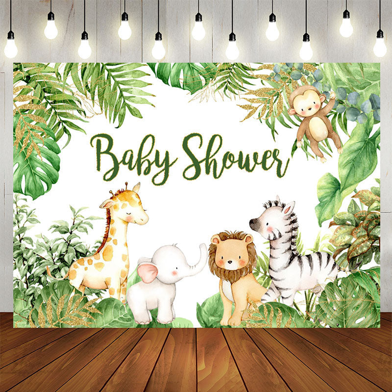 Aperturee - Animals Jungle Baby Shower Photogarphy Backdrop for Boy