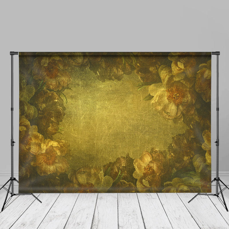 Aperturee - Antique Green Floral Fine Art Texture Photo Backdrop