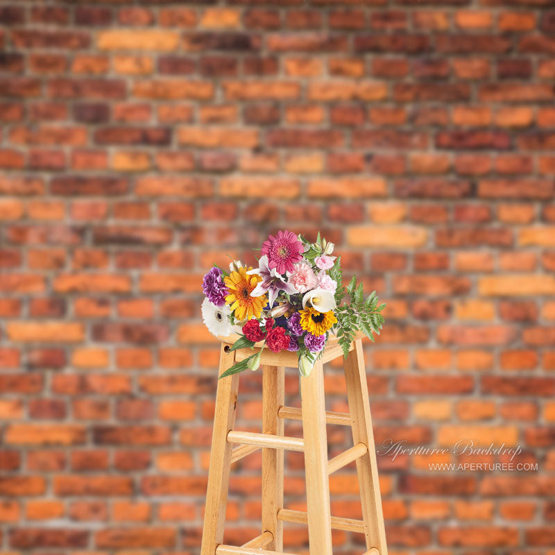 Aperturee - Antique Red Brick Wall Texture Photo Studio Backdrop