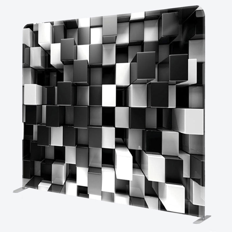 Aperturee - Aperturee 3D Black And White Cube Fabric Backdrop For Party Decor