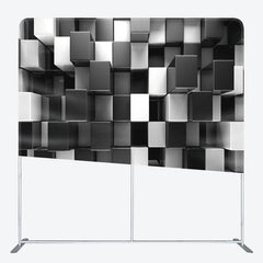 Aperturee - Aperturee 3D Black And White Cube Fabric Backdrop For Party Decor