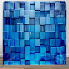 Aperturee - Aperturee 3D Blue Blocks Fabric Backdrop Cover For Party Decor