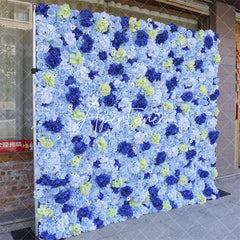 Aperturee - Aperturee 3D Blue Rose Artificial Flower Wall Decor For Party