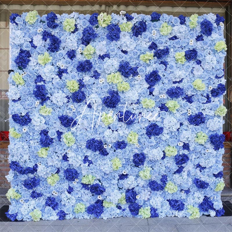 Aperturee - Aperturee 3D Blue Rose Artificial Flower Wall Decor For Party