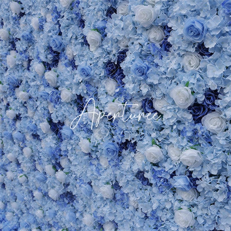 Aperturee - Aperturee 3D Blue Rose Elegant Wedding Floral Backdrop Decor