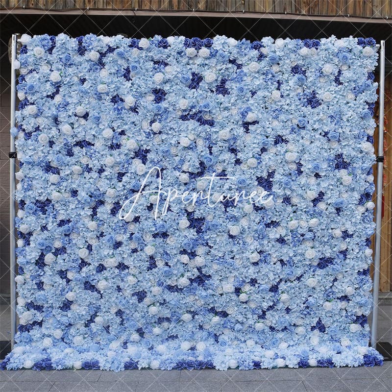 Aperturee - Aperturee 3D Blue Rose Elegant Wedding Floral Backdrop Decor