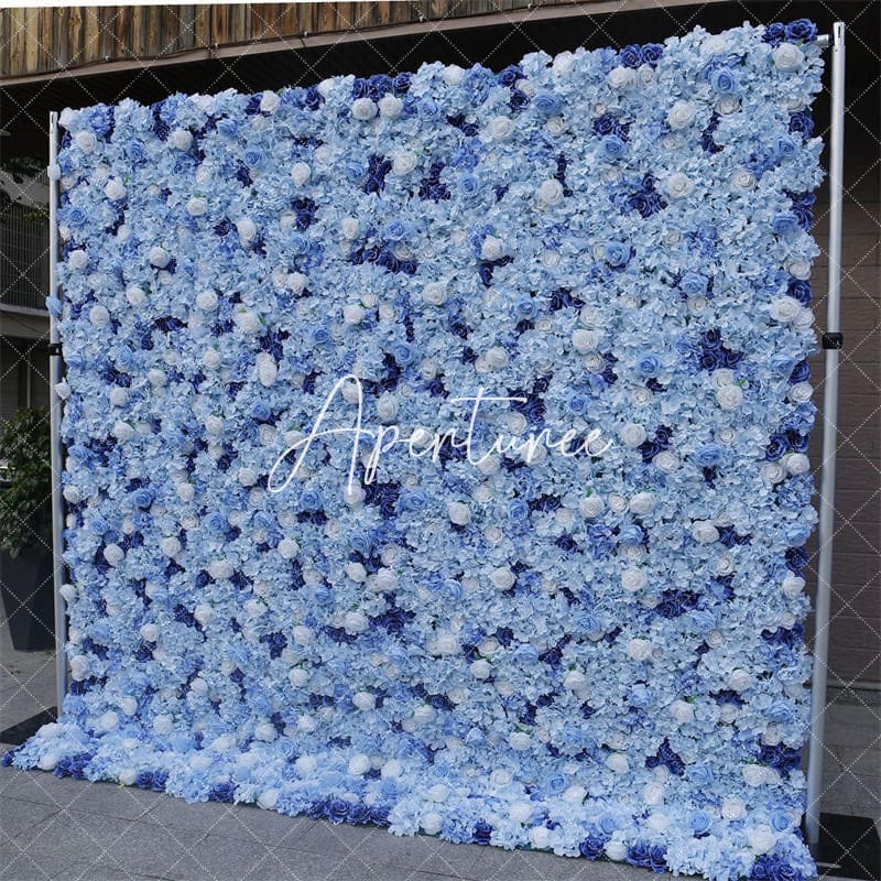 Aperturee - Aperturee 3D Blue Rose Elegant Wedding Floral Backdrop Decor