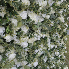 Aperturee - Aperturee 3D Green Leaves White Flowel Wall Decor For Garden