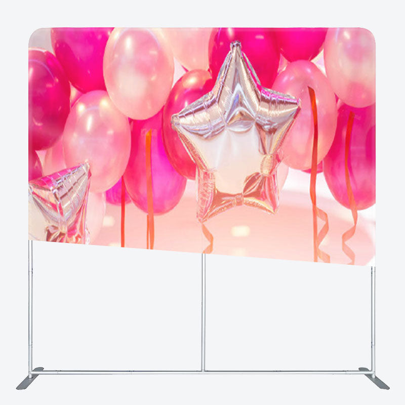 Aperturee - Aperturee 3D Pink Balloons Fabric Backdrop For Birthday Party