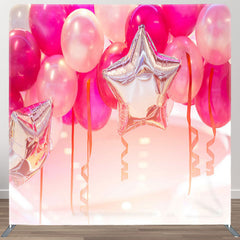 Aperturee - Aperturee 3D Pink Balloons Fabric Backdrop For Birthday Party