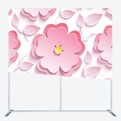 Aperturee - Aperturee 3D Pink Flowersn White Fabric Party Backdrop Cover