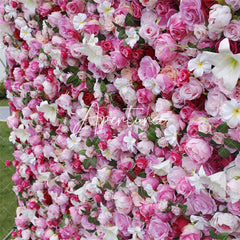 Aperturee - Aperturee 3D Pink White Faux Flower Wall Wedding Party Decor