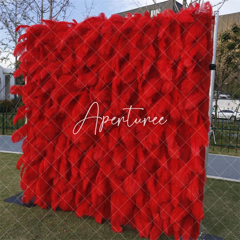 Aperturee - Aperturee 3D Red Boho Faux Leathers Floral Wall Decor For Party