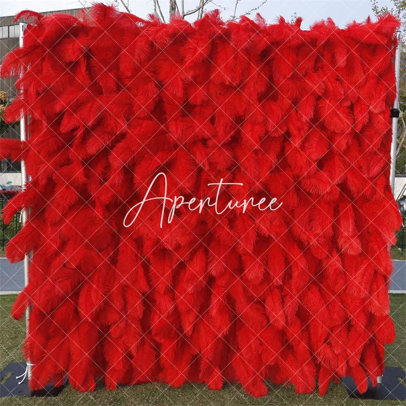 Aperturee - Aperturee 3D Red Boho Faux Leathers Floral Wall Decor For Party