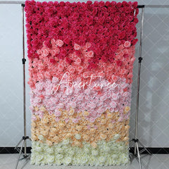 Aperturee - Aperturee 3D Red Gradient Artificial Flowers For Wall Decor