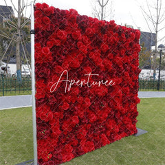 Aperturee - Aperturee 3D Red Rose Artificial Flower Wall Deocr For Wedding