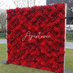 Aperturee - Aperturee 3D Red Rose Artificial Flower Wall Deocr For Wedding