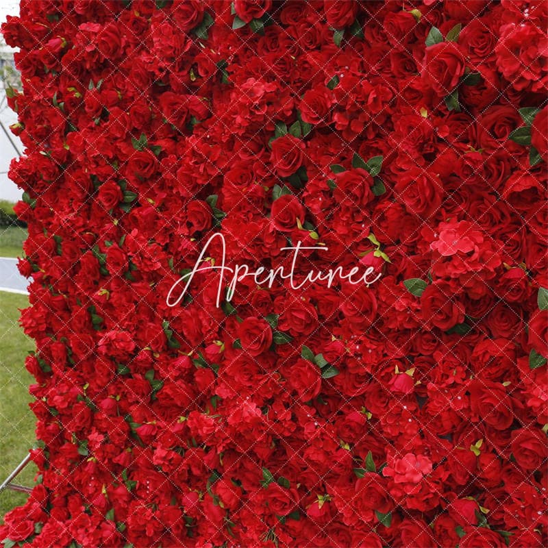 Aperturee - Aperturee 3D Red Rose Outdoor Wedding Decor Floral Backdrop