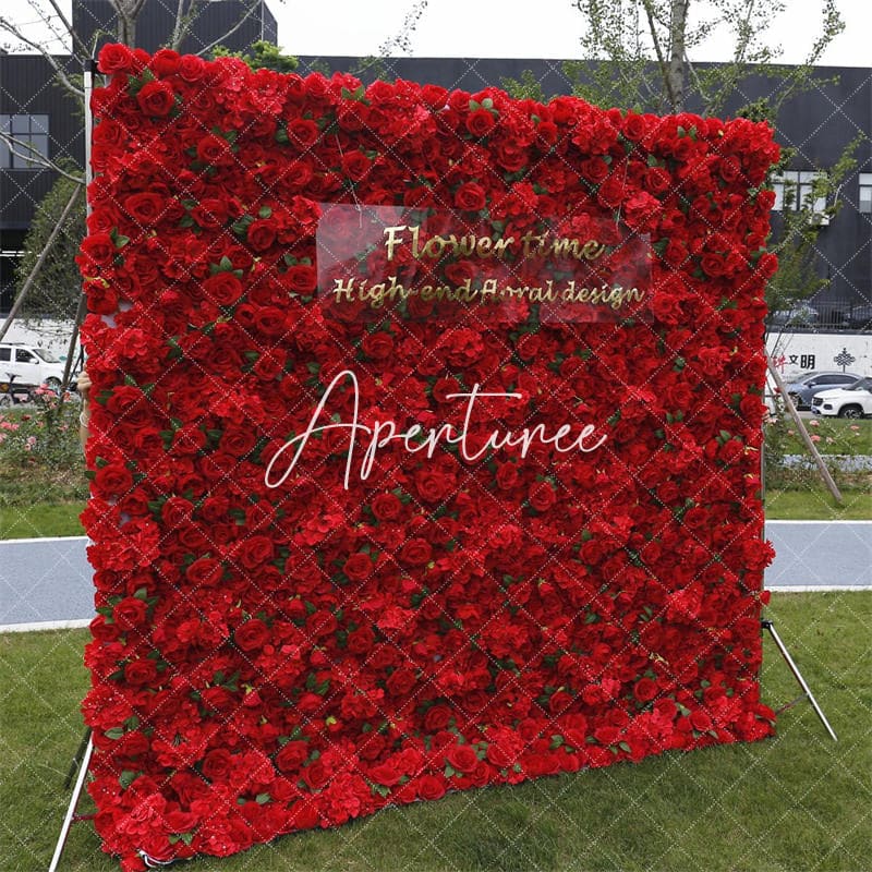 Aperturee - Aperturee 3D Red Rose Outdoor Wedding Decor Floral Backdrop