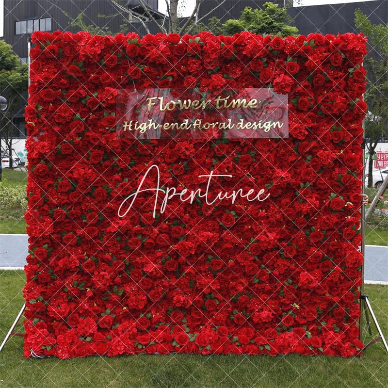 Aperturee - Aperturee 3D Red Rose Outdoor Wedding Decor Floral Backdrop