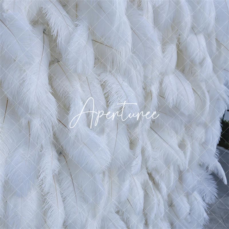 Aperturee - Aperturee 3D White Feather Wall Bridal Shower Party Backdrop