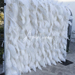 Aperturee - Aperturee 3D White Feather Wall Bridal Shower Party Backdrop