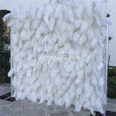 Aperturee - Aperturee 3D White Feather Wall Bridal Shower Party Backdrop