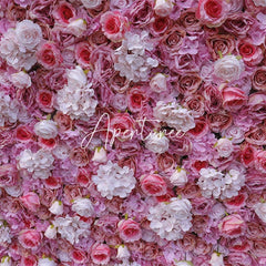 Aperturee - Aperturee 3D White Pink Rose Artificial Flower Wall Wedding Decor