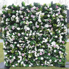 Aperturee - Aperturee 3D White Rose Green Leaves Floral Wall Party Decor