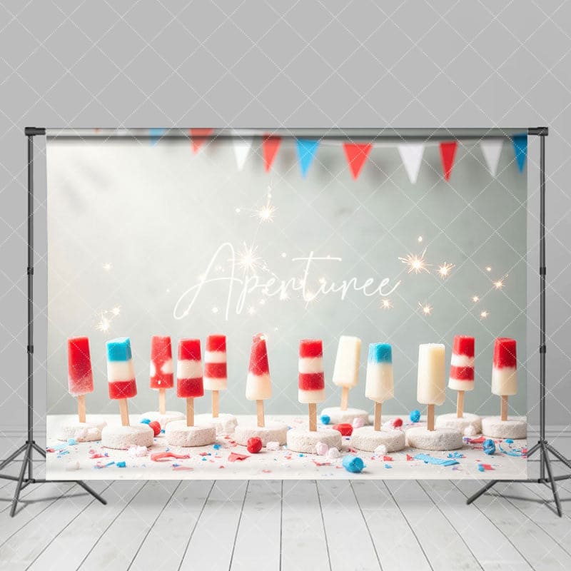 Aperturee - Aperturee 4 July Ice Cream Independence Day Cake Smash Backdrop