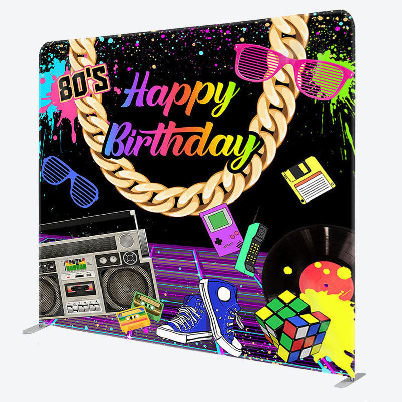 Aperturee - Aperturee 80S Graffiti Theme Fabric Backdrop Cover for Birthday