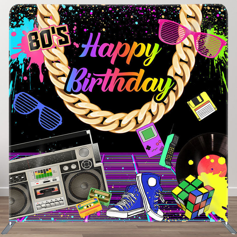 Aperturee - Aperturee 80S Graffiti Theme Fabric Backdrop Cover for Birthday