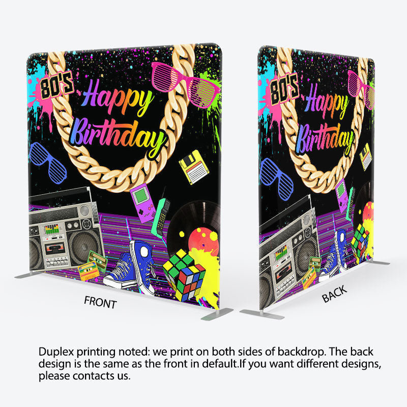 Aperturee - Aperturee 80S Graffiti Theme Fabric Backdrop Cover for Birthday