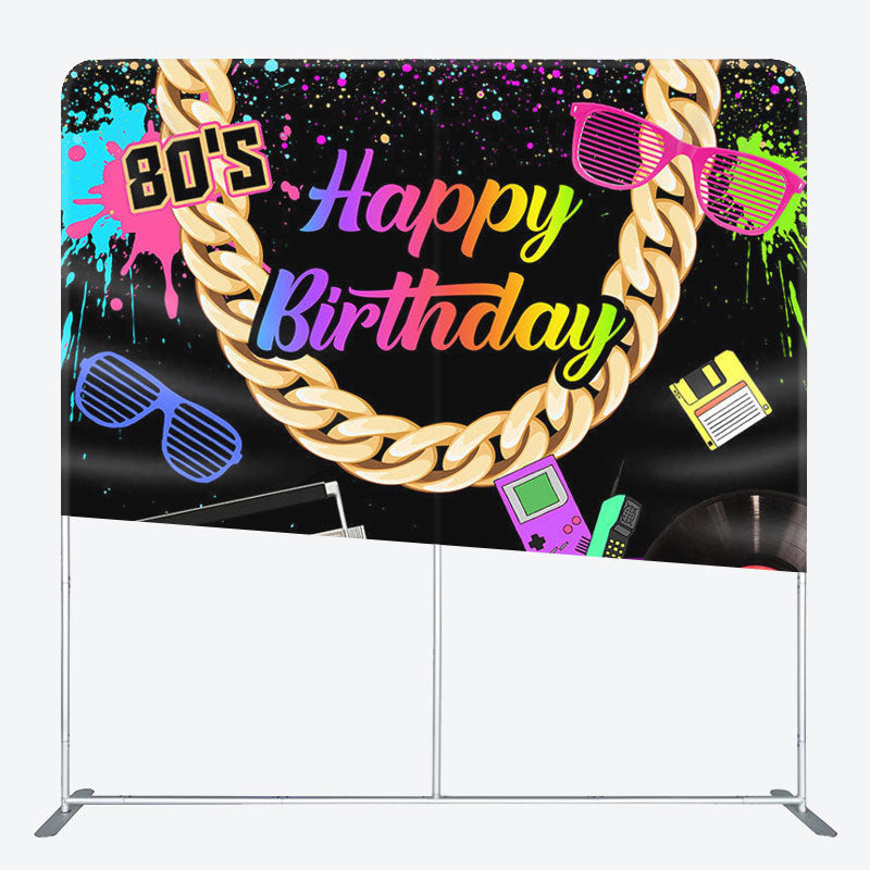 Aperturee - Aperturee 80S Graffiti Theme Fabric Backdrop Cover for Birthday