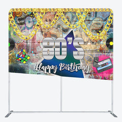 Aperturee - Aperturee 90’S Radio Graffiti Fabric Backdrop Cover for Birthday