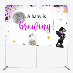 Aperturee - Aperturee A Baby Is Brewing Fabric Backdrop Cover for Halloween