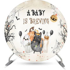 Aperturee - Aperturee A Baby Is Brewing Ghost Halloween Round Backdrop