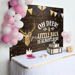 Aperturee - Aperturee A Little Buck Is Almost Here Baby Shower Backdrop