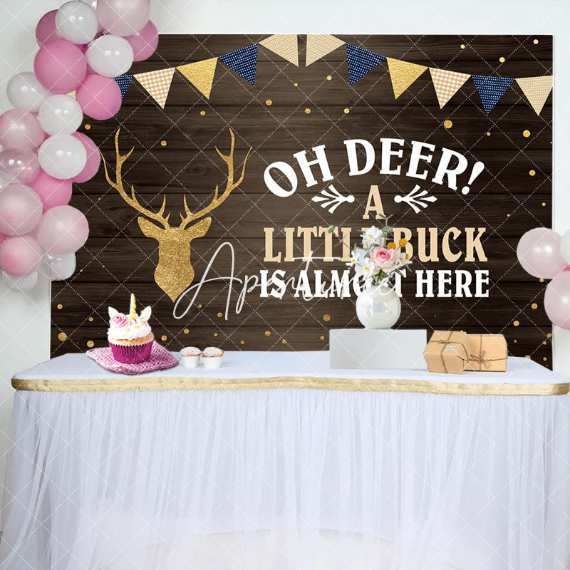 Aperturee - Aperturee A Little Buck Is Almost Here Baby Shower Backdrop