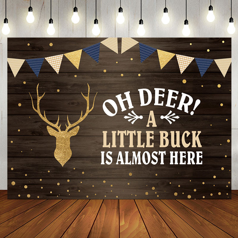 Aperturee - Aperturee A Little Buck Is Almost Here Baby Shower Backdrop