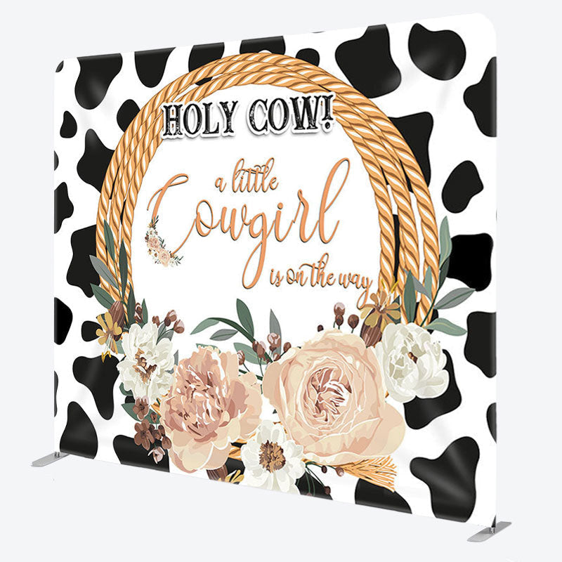 Aperturee - Aperturee A Little Cow Girl Fabric Backdrop Cover for Baby Shower